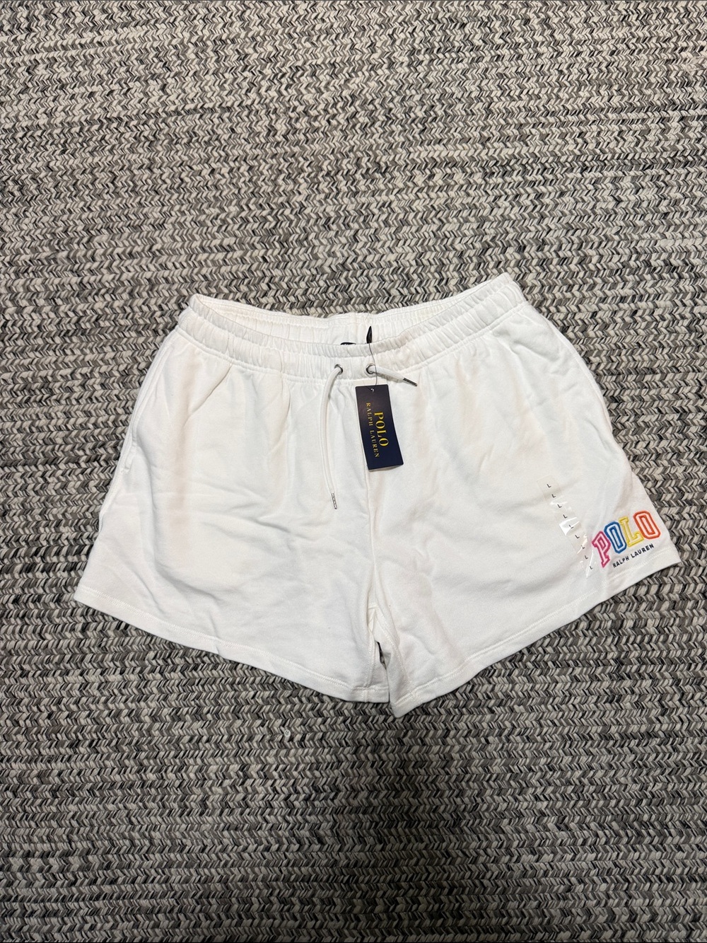 Polo by Ralph Lauren White Women's Cotton Shorts - Rainbow Logo